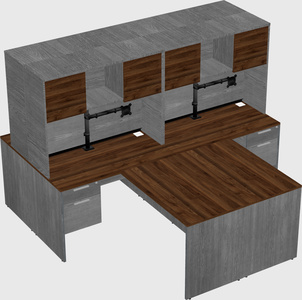 Quad l-shaped office desks