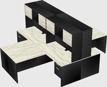 Quad l-shaped office desks