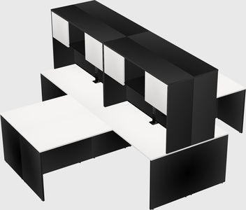 Quad l-shaped office desks