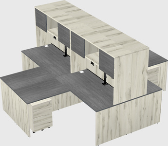Quad l-shaped office desks