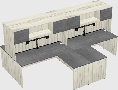 Quad l-shaped office desks