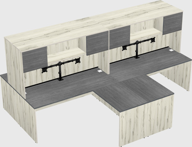 Quad l-shaped office desks