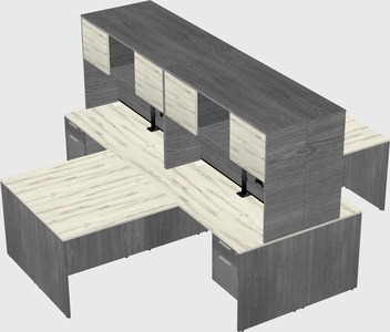 Quad l-shaped office desks