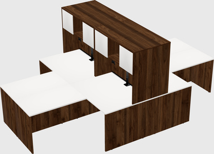 Quad l-shaped office desks