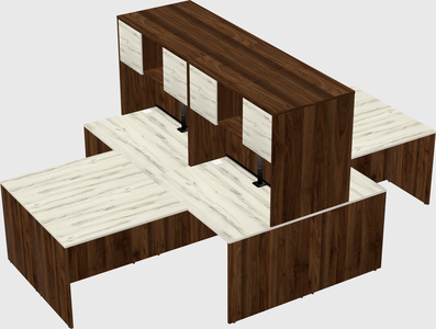 Quad l-shaped office desks