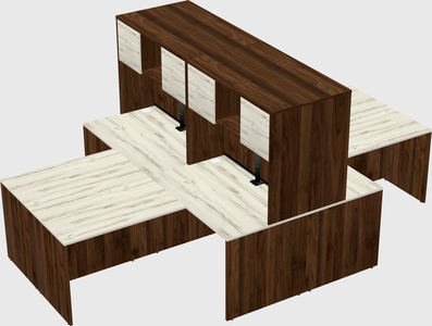 Quad l-shaped office desks