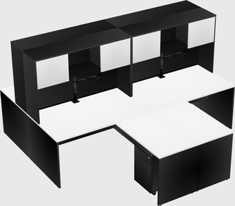 Quad l-shaped office desks