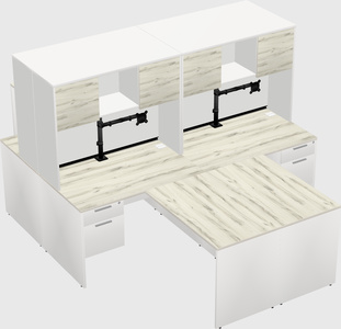 Quad l-shaped office desks