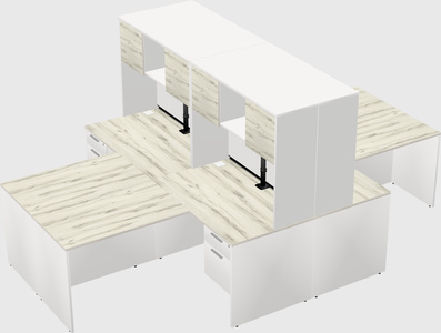 Quad l-shaped office desks