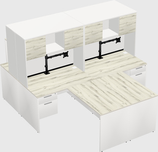 Quad l-shaped office desks