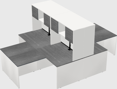 Quad l-shaped office desks