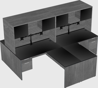 Quad l-shaped office desks