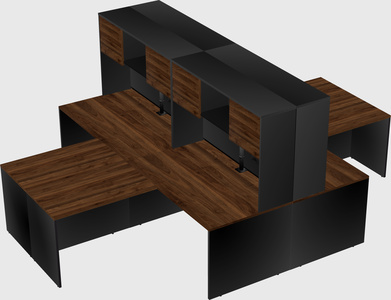 Quad l-shaped office desks