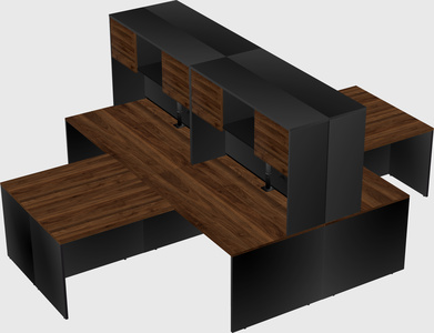 Quad l-shaped office desks