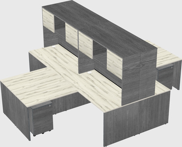 Quad l-shaped office desks