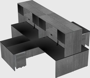 Quad l-shaped office desks