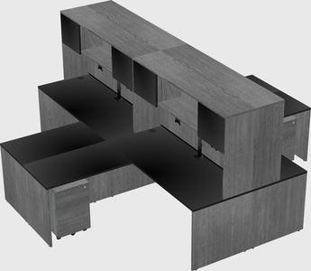 Quad l-shaped office desks