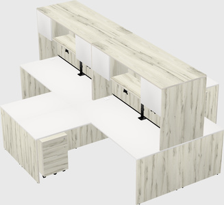 Quad l-shaped office desks