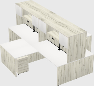Quad l-shaped office desks