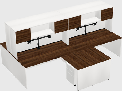 Quad l-shaped office desks