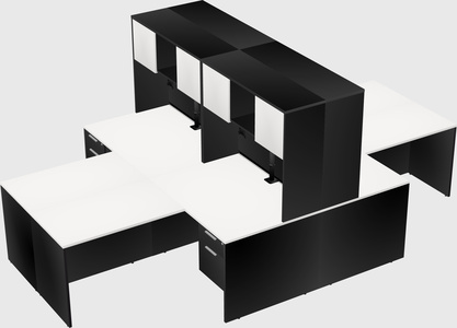 Quad l-shaped office desks
