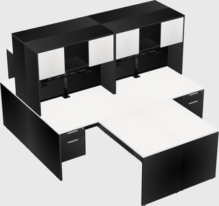 Quad l-shaped office desks