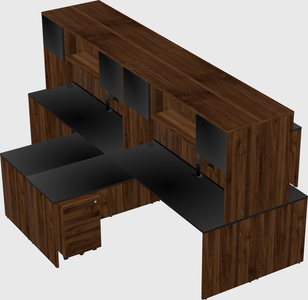 Quad l-shaped office desks