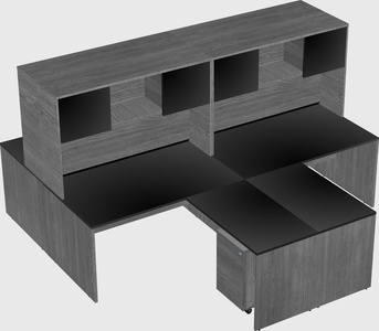 Quad l-shaped office desks