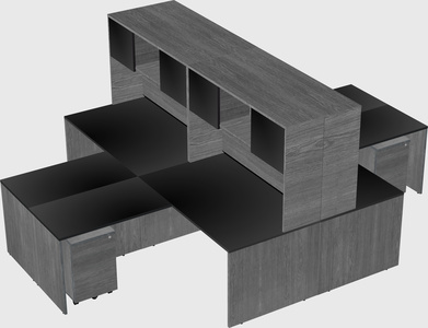 Quad l-shaped office desks