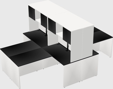 Quad l-shaped office desks