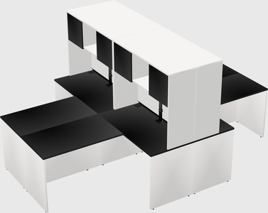 Quad l-shaped office desks
