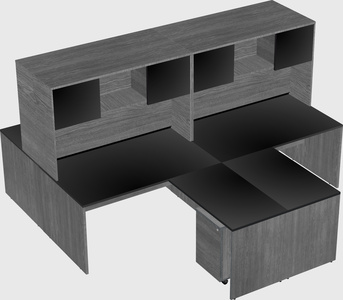 Quad l-shaped office desks