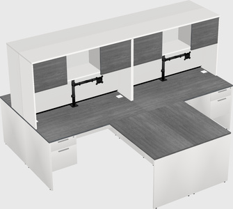 Quad l-shaped office desks