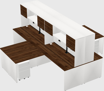 Quad l-shaped office desks