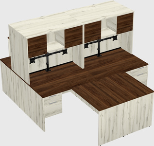 Quad l-shaped office desks