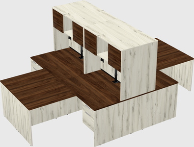 Quad l-shaped office desks