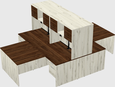 Quad l-shaped office desks