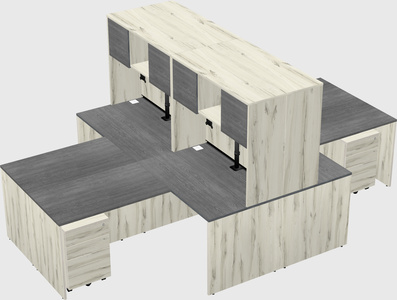 Quad l-shaped office desks