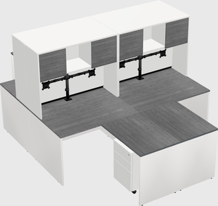 Quad l-shaped office desks