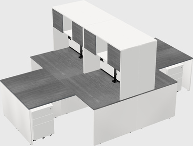 Quad l-shaped office desks