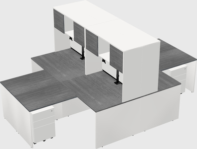 Quad l-shaped office desks