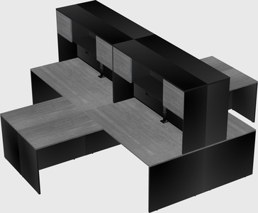 Quad l-shaped office desks