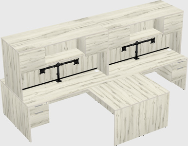 Quad l-shaped office desks
