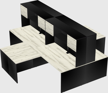 Quad l-shaped office desks