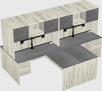 Quad l-shaped office desks
