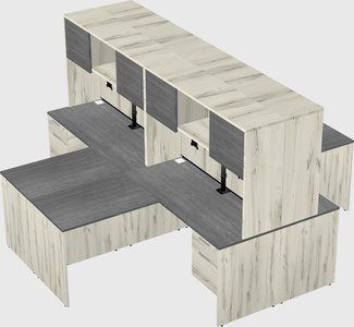 Quad l-shaped office desks