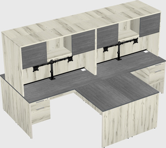 Quad l-shaped office desks