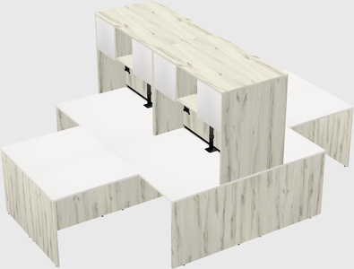 Quad l-shaped office desks
