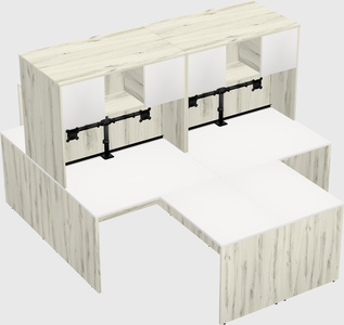 Quad l-shaped office desks