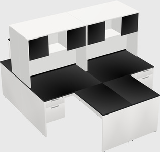 Quad l-shaped office desks